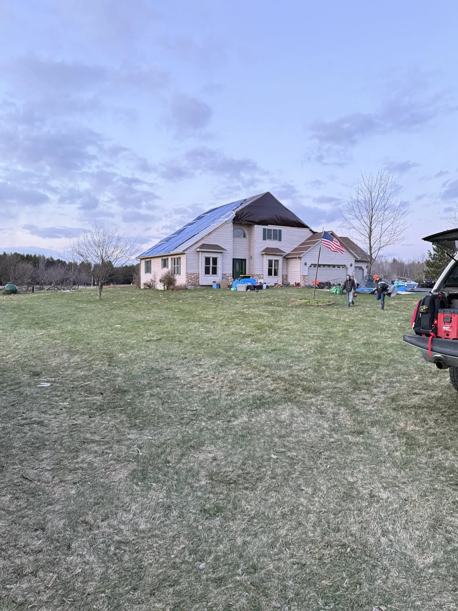 Shield Restoration truck and crew at a residential Wausau job site.